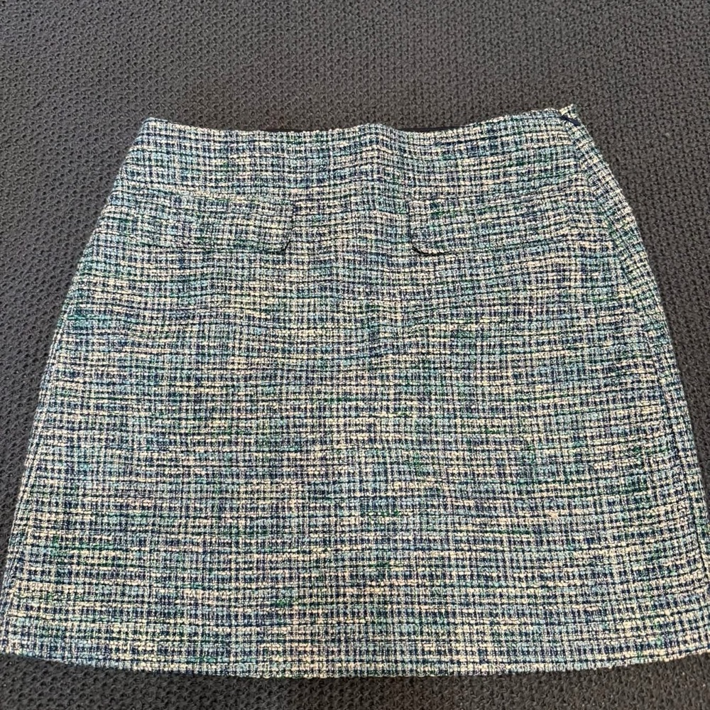 Loft Elegant Tweed Skirt in Blue and White